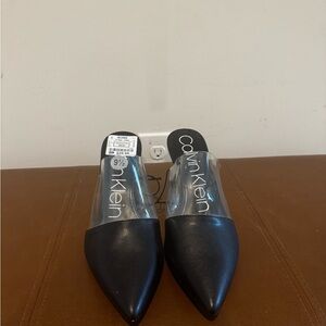 Calvin Klein Black Mules with Clear Strap